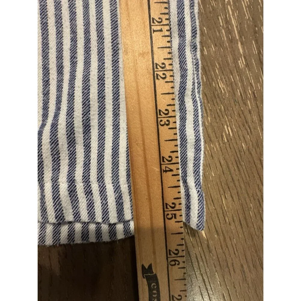 HG Striped Wide Leg Pull On Elastic Waist Blue White Railroad XL Casual Pant - Picture 2 of 10